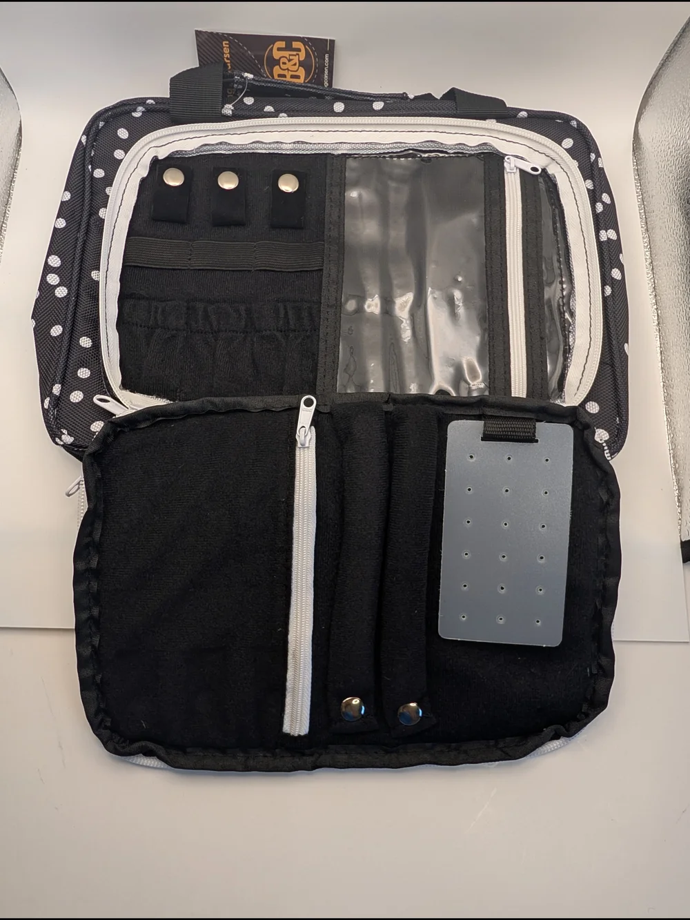 Bang & Carsten Large Hanging Travel Makeup Bag Folding Zipper Pockets, Black